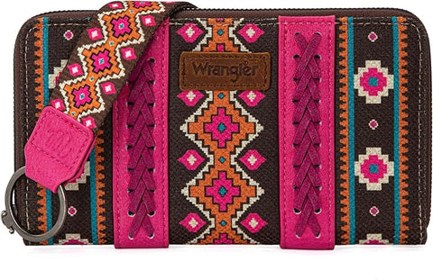 WG2203-W006  Wrangler Southwestern Art Print Wallet - Hot Pink