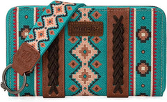 WG2203-W006  Wrangler Southwestern Art Print Wallet  Turquoise