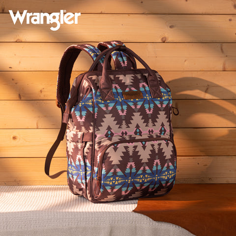 WG2210-9110  Wrangler Aztec Printed Callie Backpack - Coffee