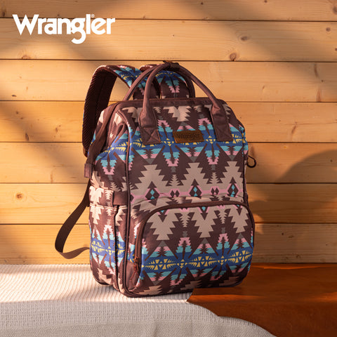 WG2210-9110  Wrangler Aztec Printed Callie Backpack - Coffee