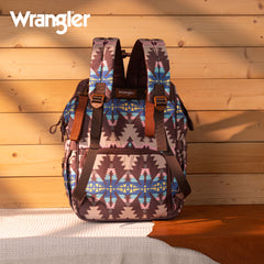 WG2210-9110  Wrangler Aztec Printed Callie Backpack - Coffee