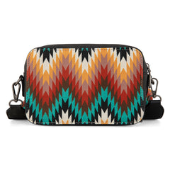 WG2211-3003  Wrangler Southwestern Pattern Dual Sided Print Crossbody Purse With Wallet Compartment - Black