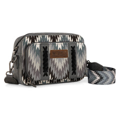 WG2211-3003  Wrangler Southwestern Pattern Dual Sided Print Crossbody Purse With Wallet Compartment - Grey