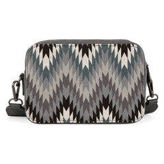 WG2211-3003  Wrangler Southwestern Pattern Dual Sided Print Crossbody Purse With Wallet Compartment - Grey