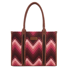 WG2211-8119 Wrangler Southwestern Pattern Dual Sided Print Concealed Carry Wide Tote - Dark Pink