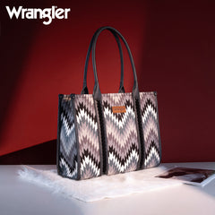 WG2211-8119 Wrangler Southwestern Pattern Dual Sided Print Concealed Carry Wide Tote - Grey