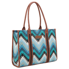 WG2211-8119 Wrangler Southwestern Pattern Dual Sided Print Concealed Carry Wide Tote - Jean