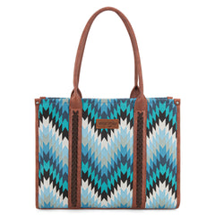 WG2211-8119 Wrangler Southwestern Pattern Dual Sided Print Concealed Carry Wide Tote - Jean