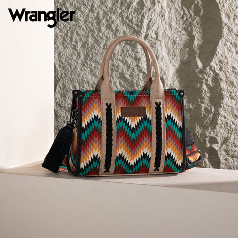 WG2211-8120S  Wrangler Southwestern Pattern Dual Sided Print Concealed Carry -Tote/Crossbody - BLACK