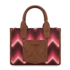 WG2211-8120S  Wrangler Southwestern Pattern Dual Sided Print Tote/Crossbody - DARK PINK