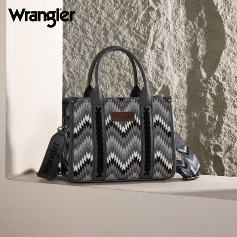 WG2211-8120S  Wrangler Southwestern Pattern Dual Sided Print Concealed Carry -Tote/Crossbody - GREY