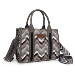 WG2211-8120S  Wrangler Southwestern Pattern Dual Sided Print Concealed Carry -Tote/Crossbody - GREY