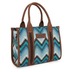 WG2211-8120S  Wrangler Southwestern Pattern Dual Sided Print Tote/Crossbody - JEAN