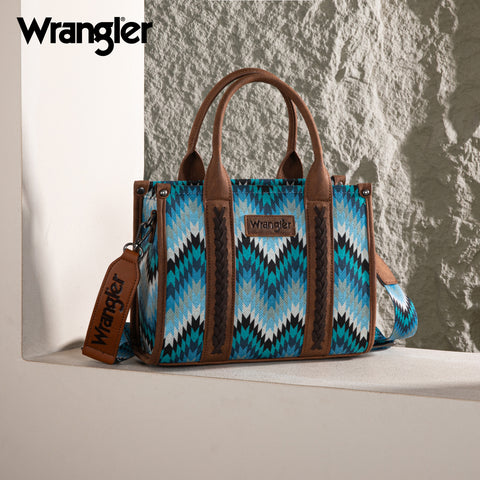 WG2211-8120S  Wrangler Southwestern Pattern Dual Sided Print Concealed Carry -Tote/Crossbody - JEAN