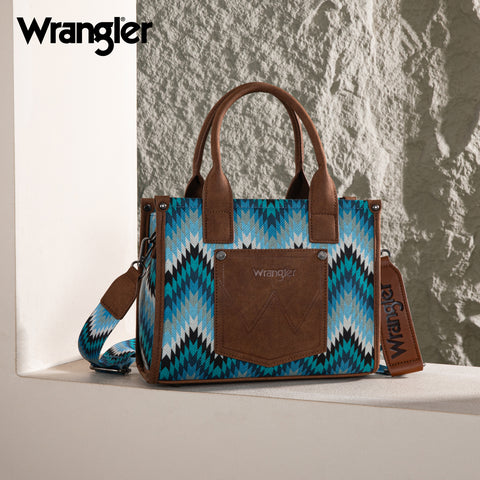 WG2211-8120S  Wrangler Southwestern Pattern Dual Sided Print Concealed Carry -Tote/Crossbody - JEAN