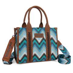 WG2211-8120S  Wrangler Southwestern Pattern Dual Sided Print Tote/Crossbody - JEAN