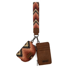 WG2211-W0051  Wrangler Southwestern Art Print Dual Pouch Wristlet -Brown