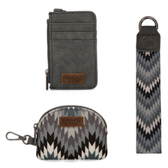 WG2211-W0051  Wrangler Southwestern Art Print Dual Pouch Wristlet -Grey