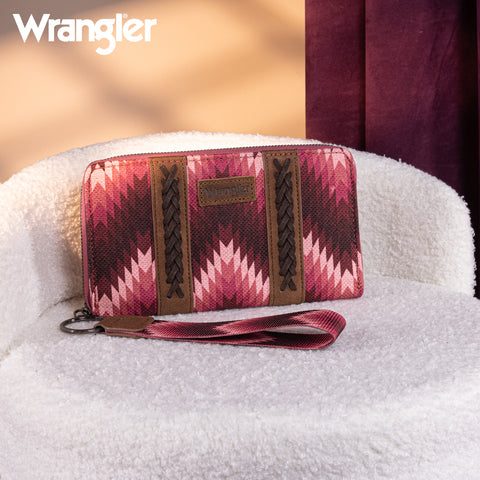 WG2211-W006  Wrangler Southwestern Art Print Wallet  -Dark Pink