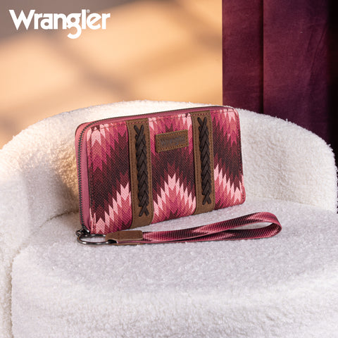 WG2211-W006  Wrangler Southwestern Art Print Wallet  -Dark Pink