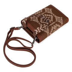 WG2212-1832  Wrangler Southwestern  Print  Clutch/Wallet/Crossbody - Brown