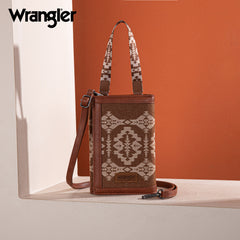 WG2212-1832  Wrangler Southwestern  Print  Clutch/Wallet/Crossbody - Brown