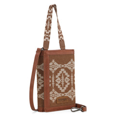 WG2212-1832  Wrangler Southwestern  Print  Clutch/Wallet/Crossbody - Brown