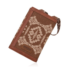 WG2212-1832  Wrangler Southwestern  Print  Clutch/Wallet/Crossbody - Brown