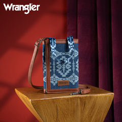 WG2212-1832  Wrangler Southwestern  Print  Clutch/Wallet/Crossbody - Jean