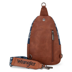 WG2212-226  Wrangler Southwestern  Print Small Canvas Sling Bag/Crossbody/Chest Bag -  Jean