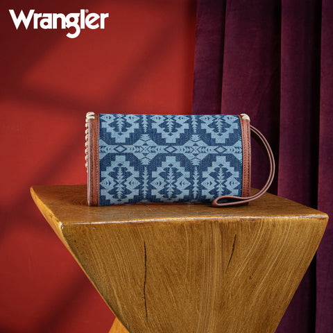 WG2212-W012  Wrangler Southwestern Print  Wallet/Shoulder Bag - Jean