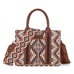 WG2213-8120S  Wrangler Southwestern Pattern Dual Sided Print -Tote/Crossbody - BROWN