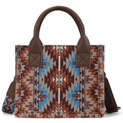 WG2213-8866S  Wrangler Southwestern Pattern Dual Sided Print Mini Tote/Crossbody -COFFEE