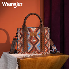 WG2213-8866S  Wrangler Southwestern Pattern Dual Sided Print Mini Tote/Crossbody -COFFEE