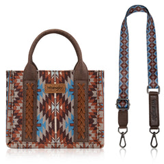 WG2213-8866S  Wrangler Southwestern Pattern Dual Sided Print Mini Tote/Crossbody -COFFEE