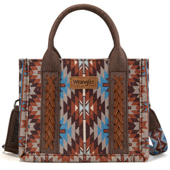 WG2213-8866S  Wrangler Southwestern Pattern Dual Sided Print Mini Tote/Crossbody -COFFEE