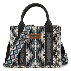 WG2213-8866S  Wrangler Southwestern Pattern Dual Sided Print Mini Tote/Crossbody -BLACK