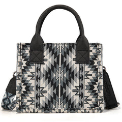 WG2213-8866S  Wrangler Southwestern Pattern Dual Sided Print Mini Tote/Crossbody -BLACK