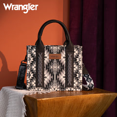 WG2213-8866S  Wrangler Southwestern Pattern Dual Sided Print Mini Tote/Crossbody -BLACK