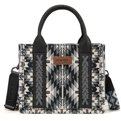 WG2213-8866S  Wrangler Southwestern Pattern Dual Sided Print Mini Tote/Crossbody -BLACK