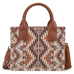 WG2213-8866S  Wrangler Southwestern Pattern Dual Sided Print Mini Tote/Crossbody -BROWN