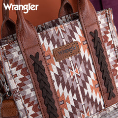 WG2213-8866S  Wrangler Southwestern Pattern Dual Sided Print Mini Tote/Crossbody -BROWN