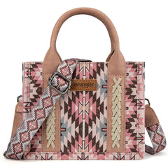 WG2213-8866S  Wrangler Southwestern Pattern Dual Sided Print Mini Tote/Crossbody - DARK PINK