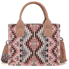 WG2213-8866S  Wrangler Southwestern Pattern Dual Sided Print Mini Tote/Crossbody - DARK PINK