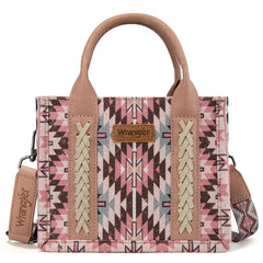 WG2213-8866S  Wrangler Southwestern Pattern Dual Sided Print Mini Tote/Crossbody - DARK PINK