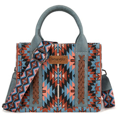 WG2213-8866S  Wrangler Southwestern Pattern Dual Sided Print Mini Tote/Crossbody -NAVY