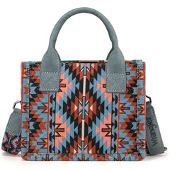 WG2213-8866S  Wrangler Southwestern Pattern Dual Sided Print Mini Tote/Crossbody -NAVY