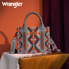 WG2213-8866S  Wrangler Southwestern Pattern Dual Sided Print Mini Tote/Crossbody -NAVY