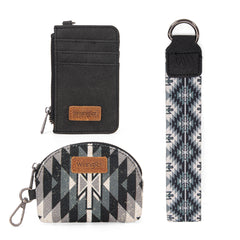 WG2213-W0051  Wrangler Southwestern Art Print Dual Pouch Wristlet -Black