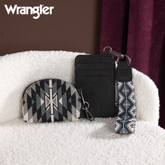 WG2213-W0051  Wrangler Southwestern Art Print Dual Pouch Wristlet -Black